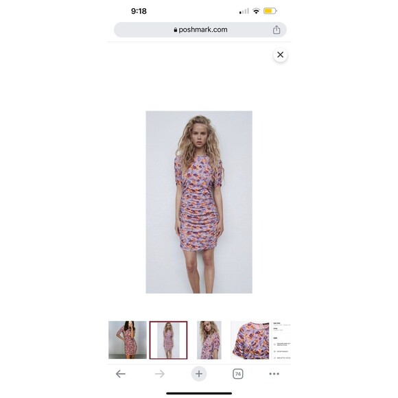 ZARA Floral Draped Mini Dress - Picture 1 of 3